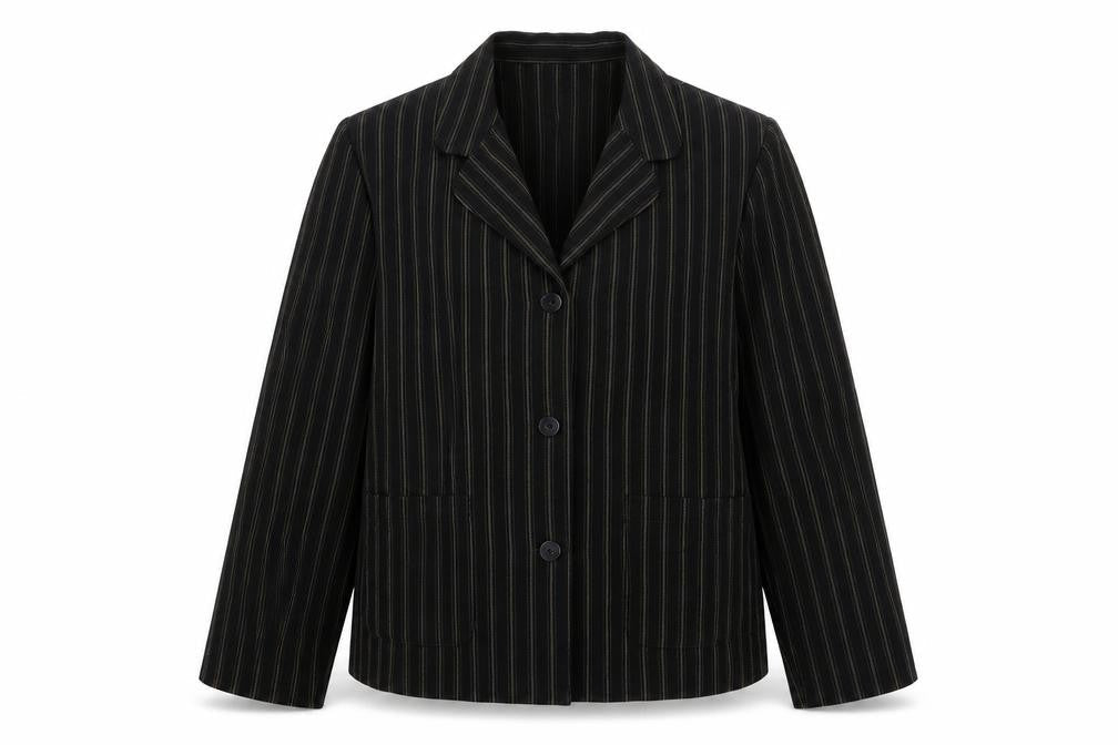 EWM Womens Brown Striped Polyester Jacket Suit Jacket Size 14