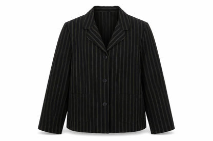 EWM Womens Brown Striped Polyester Jacket Suit Jacket Size 14