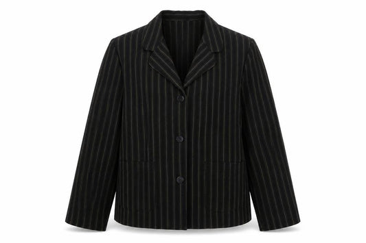 EWM Womens Brown Striped Polyester Jacket Suit Jacket Size 14