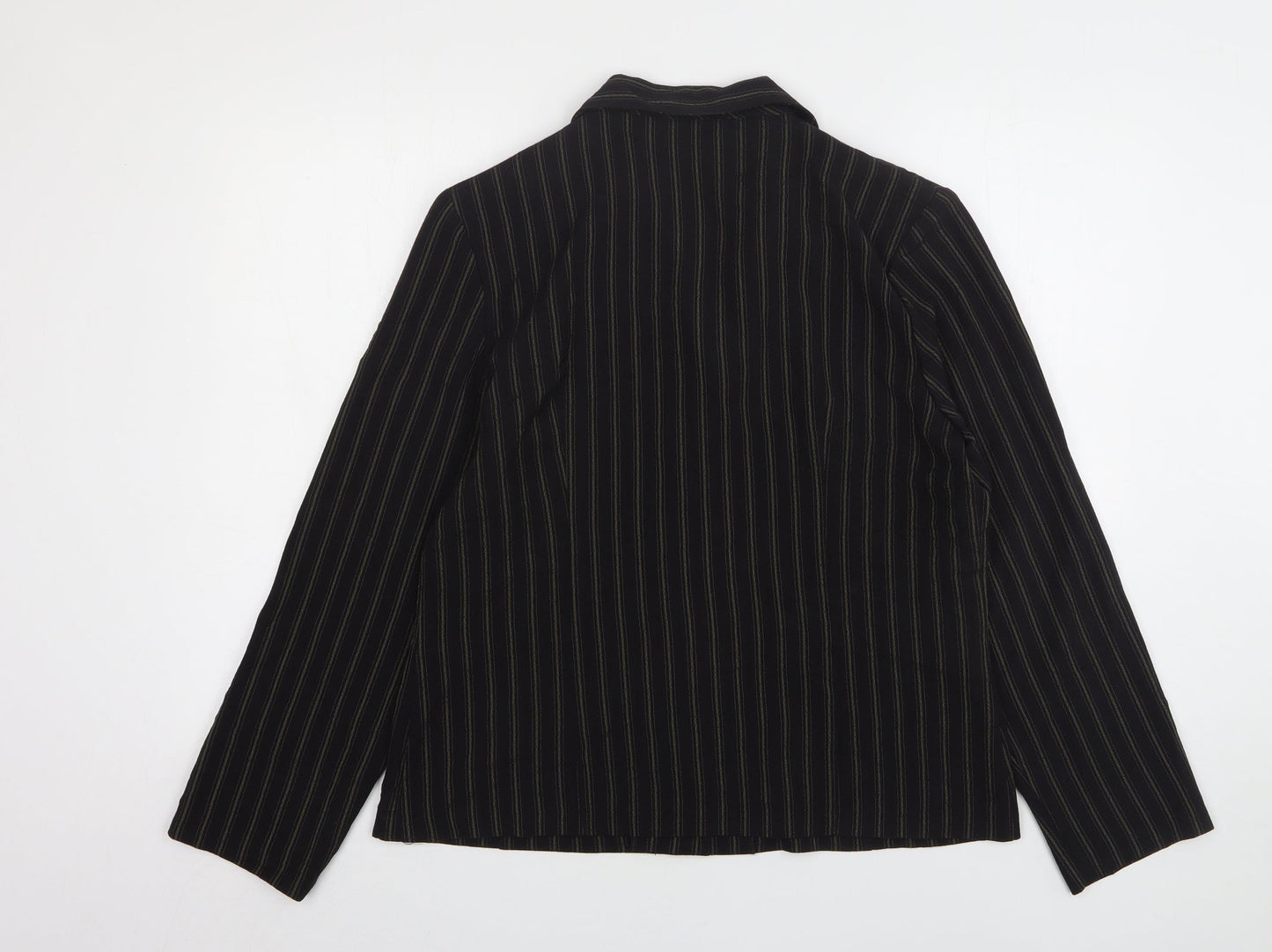 EWM Womens Brown Striped Polyester Jacket Suit Jacket Size 14