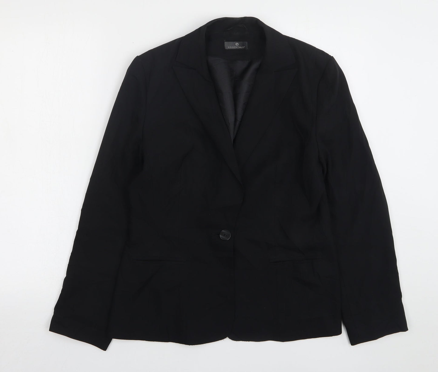 Essentials  Womens Black  Polyester Jacket Suit Jacket Size 12