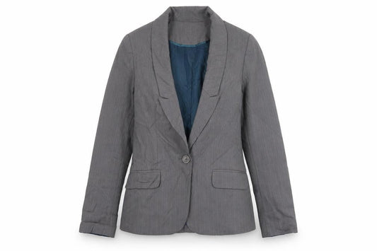 Denim & Co. Womens Grey  Polyester Jacket Suit Jacket Size 8