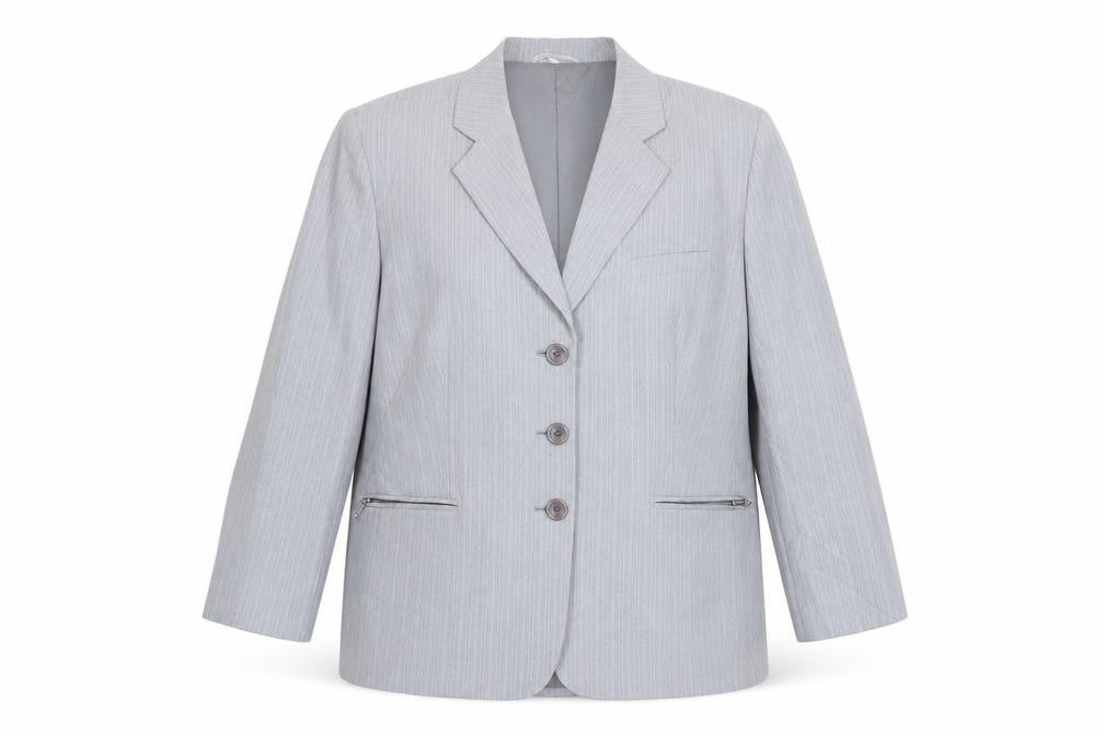 CLC  Womens Grey Striped Polyester Jacket Suit Jacket Size 16