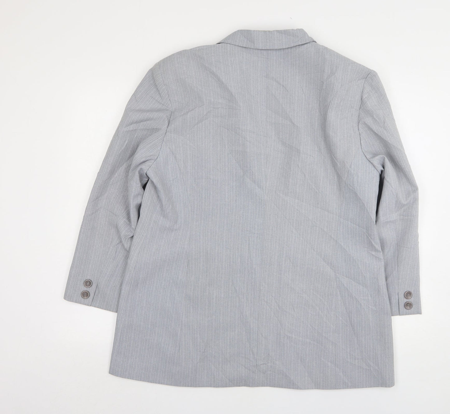 CLC  Womens Grey Striped Polyester Jacket Suit Jacket Size 16