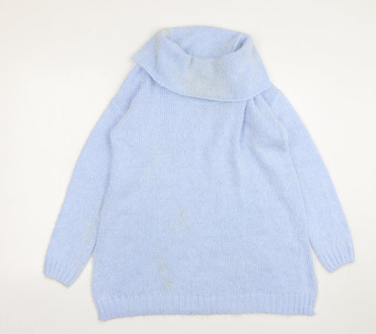 Papaya Womens Blue Roll Neck  Acrylic Pullover Jumper Size M