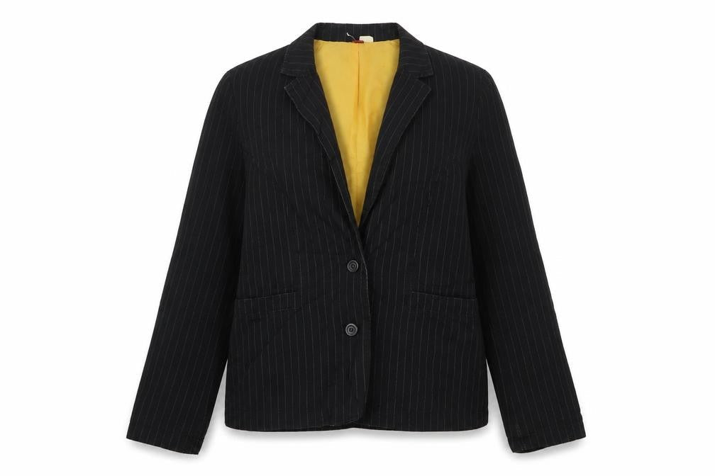 H&M Womens Black Striped Cotton Jacket Suit Jacket Size 10