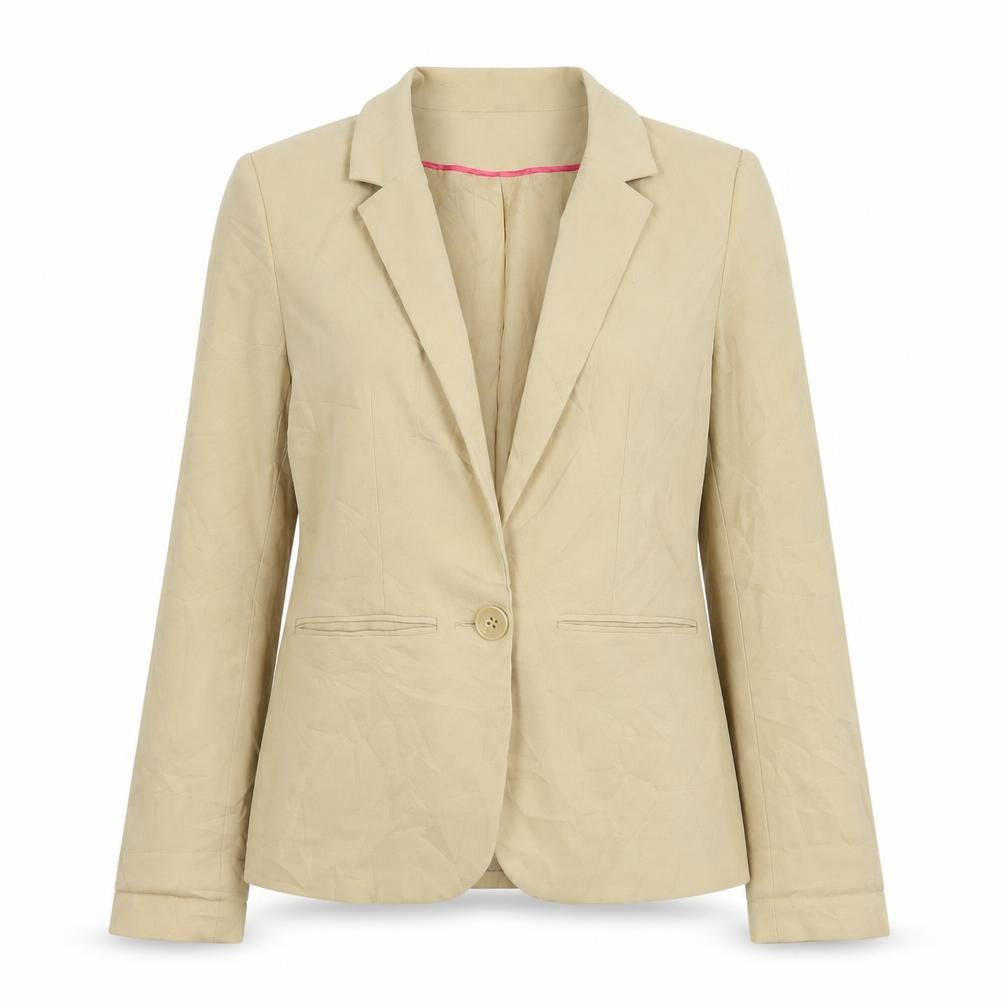 H&M Womens Beige  Polyester Jacket Suit Jacket Size 10