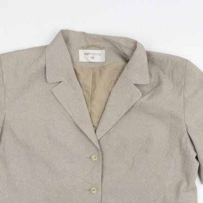 Bonmarché Womens Beige Polyester Jacket Suit Jacket Size 18