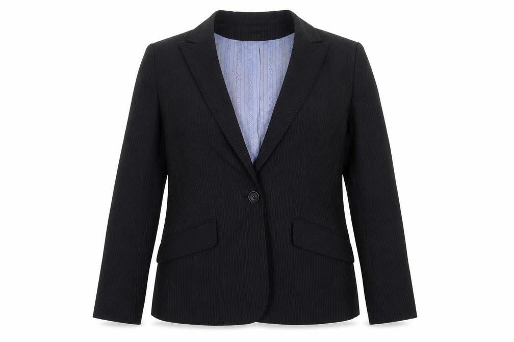 Autonomy Womens Black Striped Polyester Jacket Suit Jacket Size 14