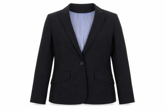 Autonomy Womens Black Striped Polyester Jacket Suit Jacket Size 14