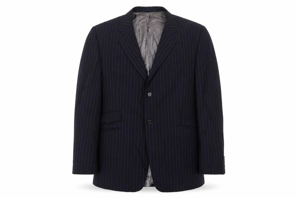 F&F Mens Blue Striped Polyester Jacket Suit Jacket Size 46