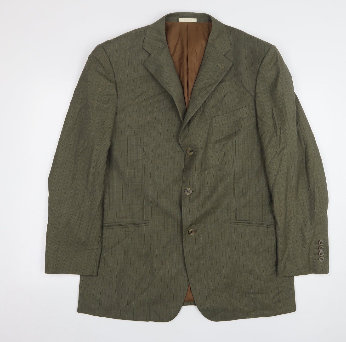Greenwoods Mens Grey Striped Wool Jacket Suit Jacket Size 42