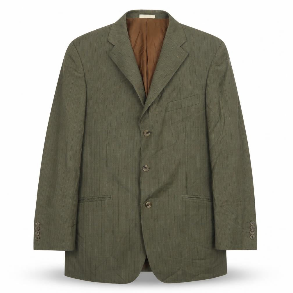 Greenwoods Mens Grey Striped Wool Jacket Suit Jacket Size 42