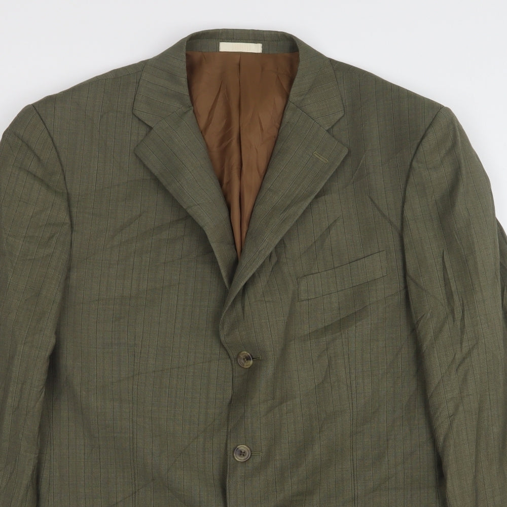 Greenwoods Mens Grey Striped Wool Jacket Suit Jacket Size 42