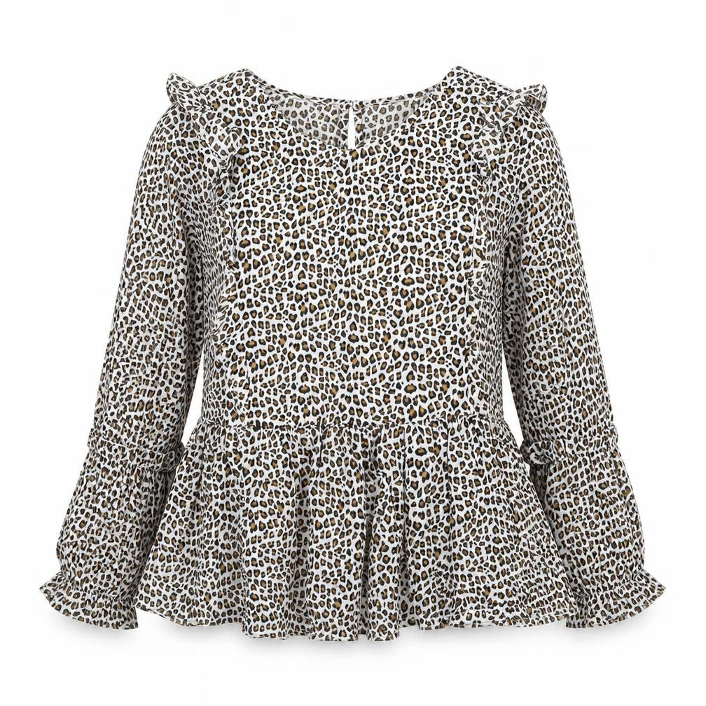 Gap Girls Multicoloured Animal Print Cotton Basic Blouse Size S Round Neck