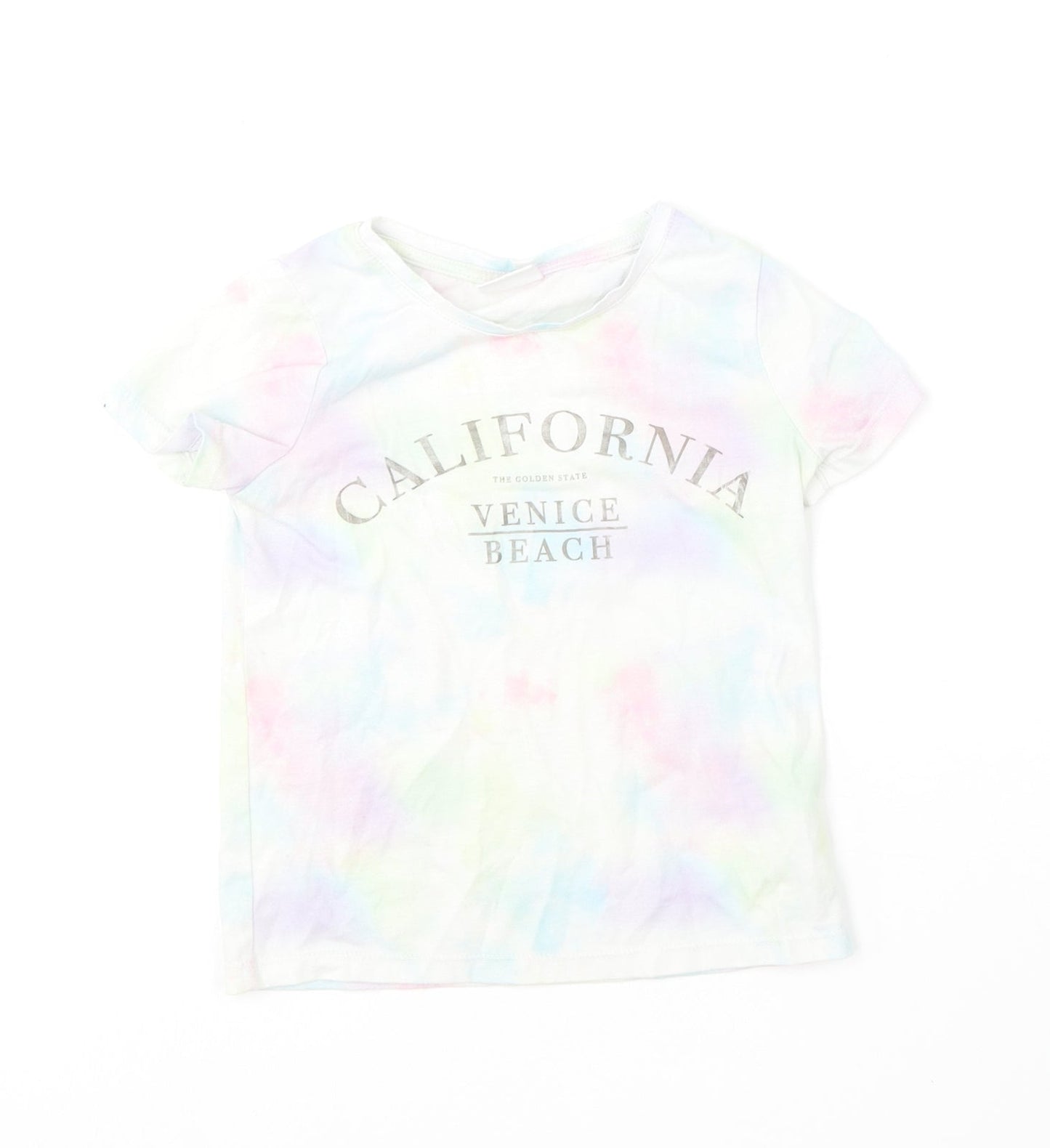 F&F Girls Multicoloured  Polyester Basic T-Shirt Size 5-6 Years Round Neck