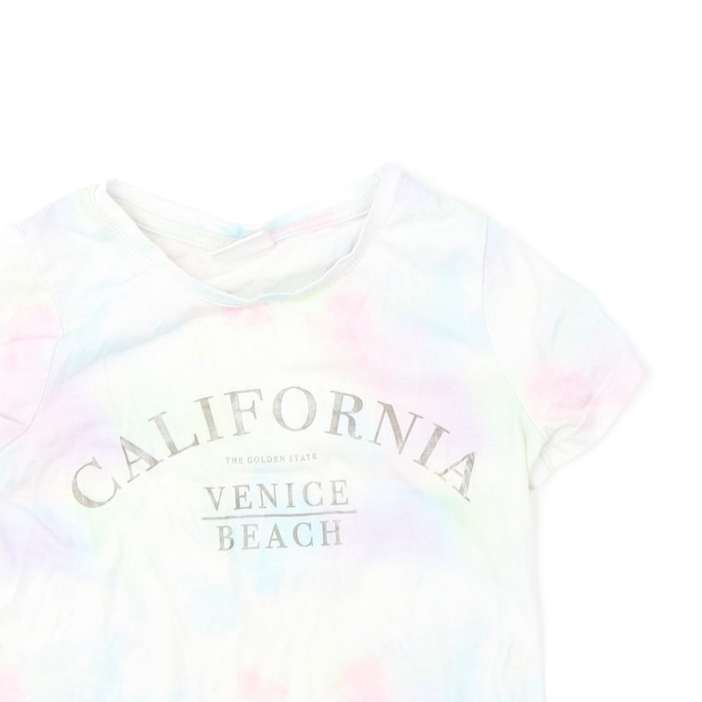 F&F Girls Multicoloured  Polyester Basic T-Shirt Size 5-6 Years Round Neck