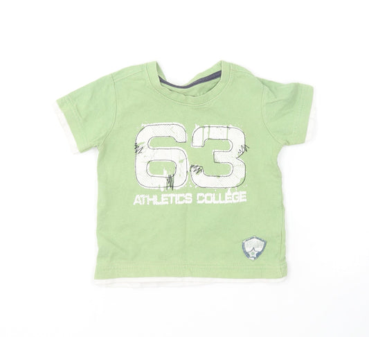 Matalan Baby Green  Cotton Basic T-Shirt Size 12-18 Months Round Neck