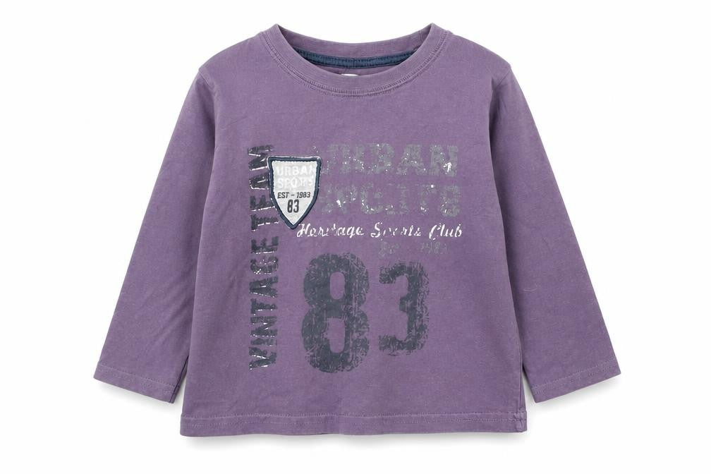 Matalan Boys Purple  Cotton Basic T-Shirt Size 18-24 Months Round Neck
