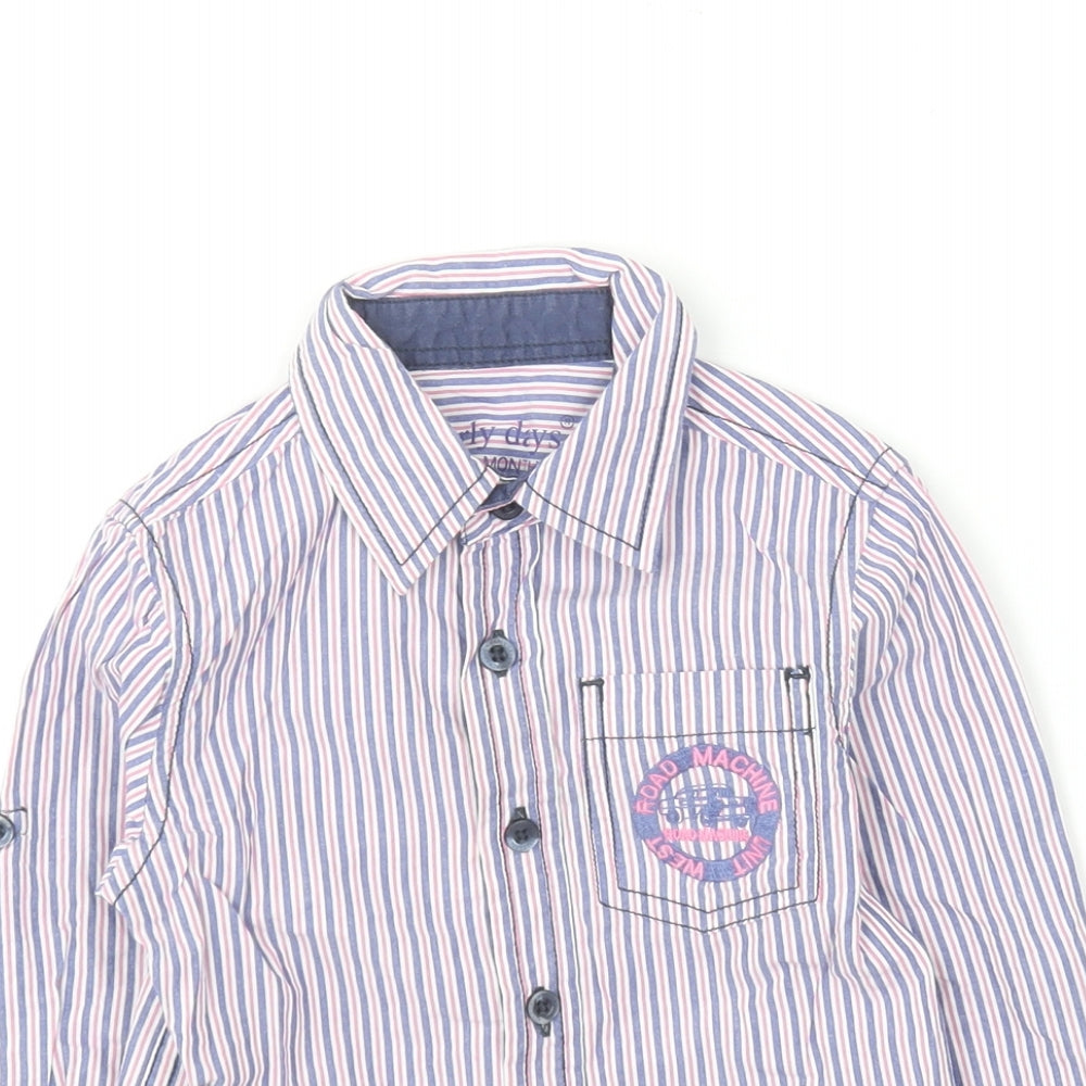 Earlydays Baby Multicoloured Striped Cotton Basic Button-Up Size 12-18 Months Collared