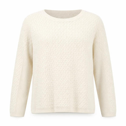 EWM Womens Ivory Round Neck  Acrylic Pullover Jumper Size S