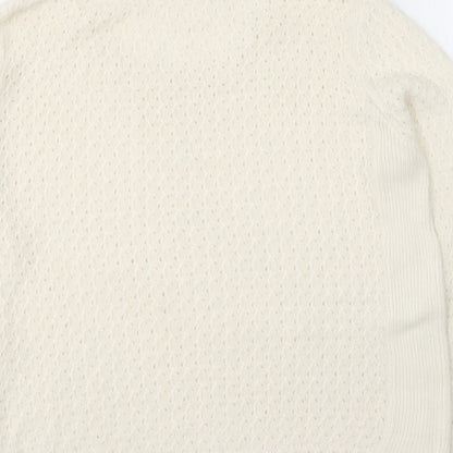 EWM Womens Ivory Round Neck  Acrylic Pullover Jumper Size S