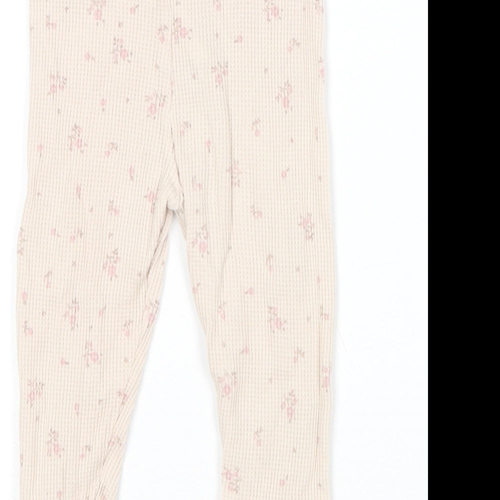Matalan Girls Pink Floral Cotton Jogger Leggings Size 6-9 Months