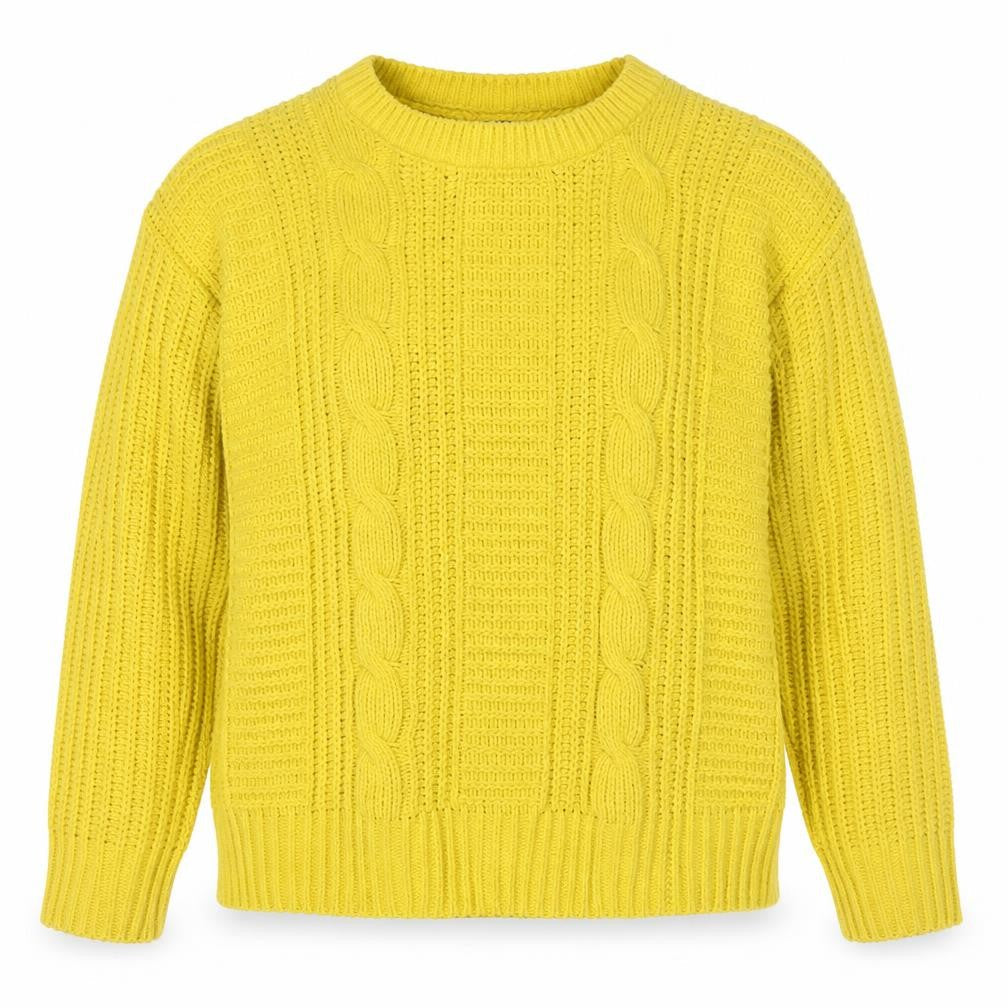 Yssica Womens Yellow Crew Neck  Polyester Pullover Jumper Size S