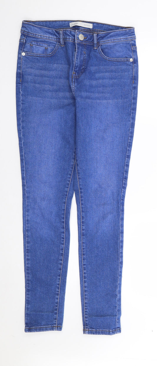 George Womens Blue  Cotton Skinny Jeans Size 10 L30 in Regular Zip