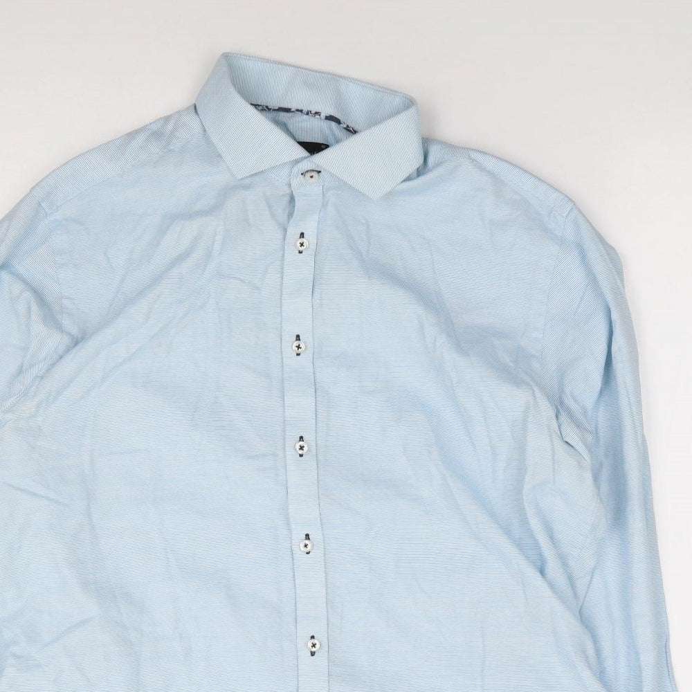 Bruun & Stengade Mens Blue  Cotton  Button-Up Size 42 Collared Button