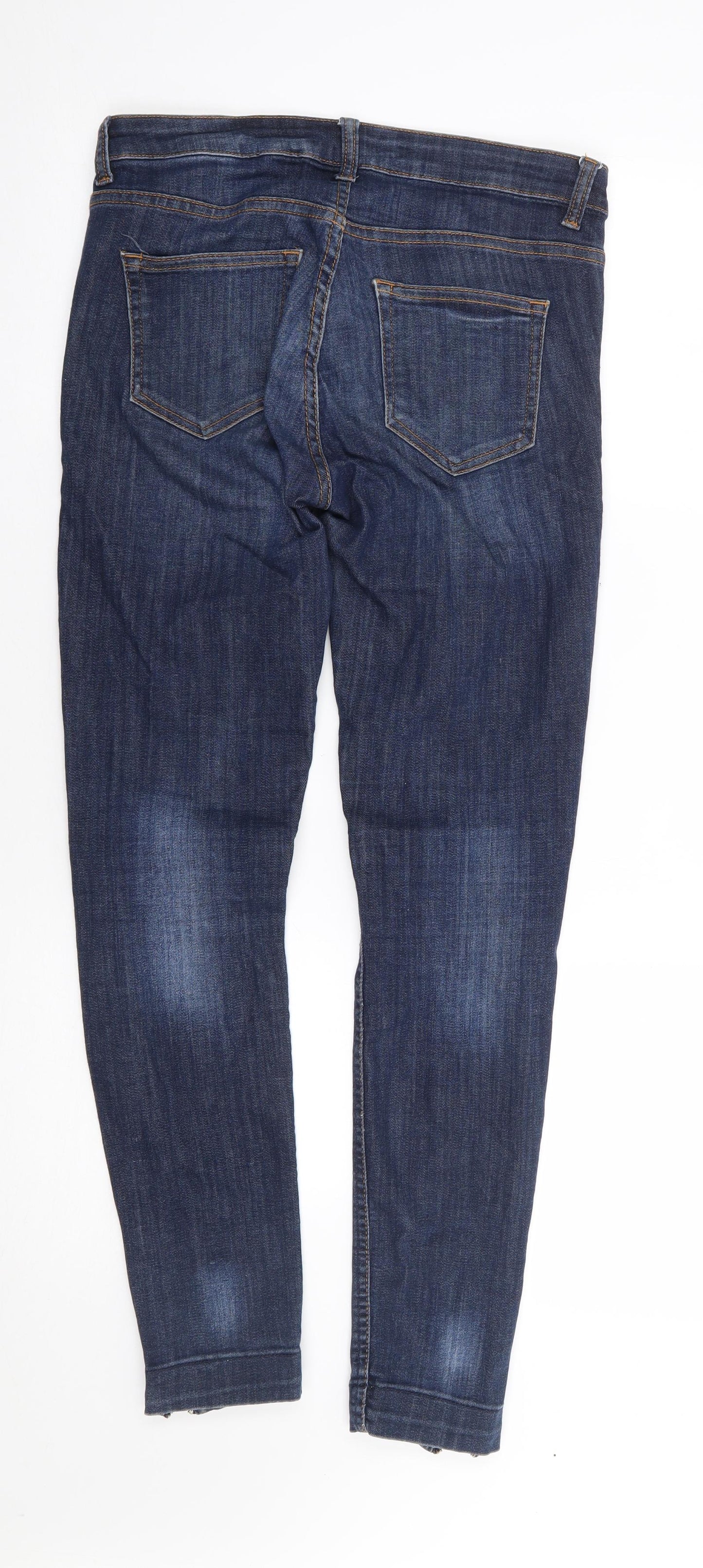H&M  Womens Blue  Cotton Skinny Jeans Size 28 L28 in Regular Zip
