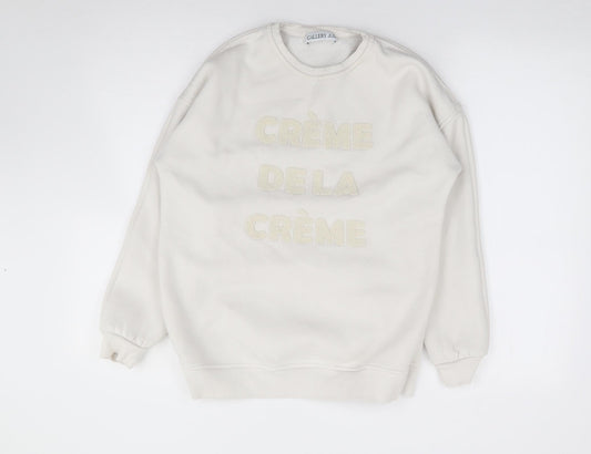 Gallery Womens Ivory  Cotton Pullover Sweatshirt Size XS  Pullover