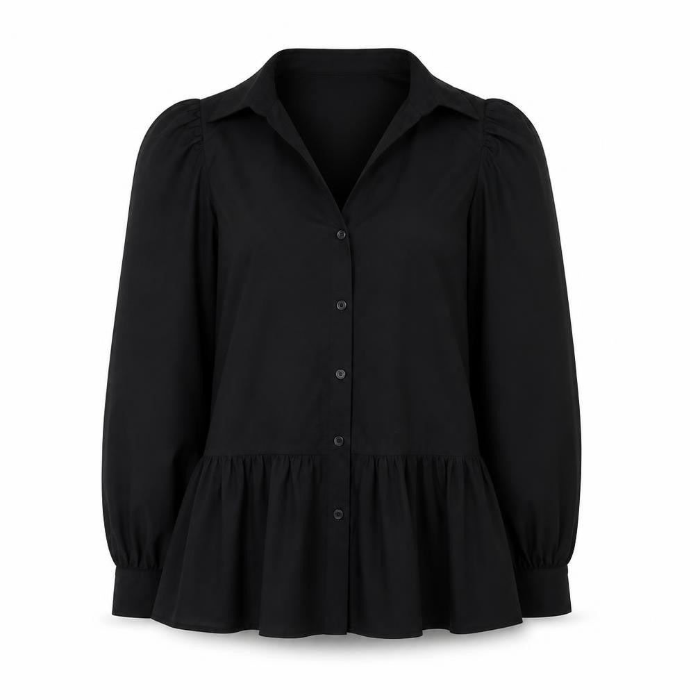 River Island  Womens Black  Polyester Jersey Button-Up Size 8 V-Neck