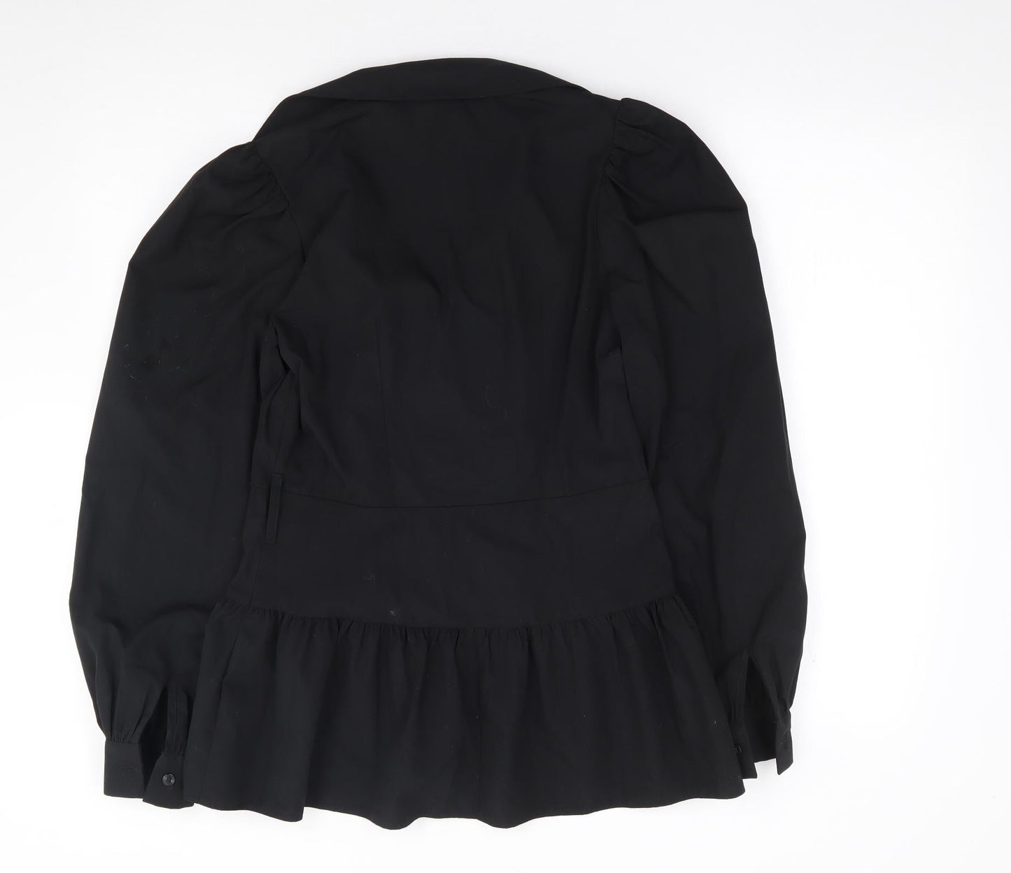 River Island  Womens Black  Polyester Jersey Button-Up Size 8 V-Neck