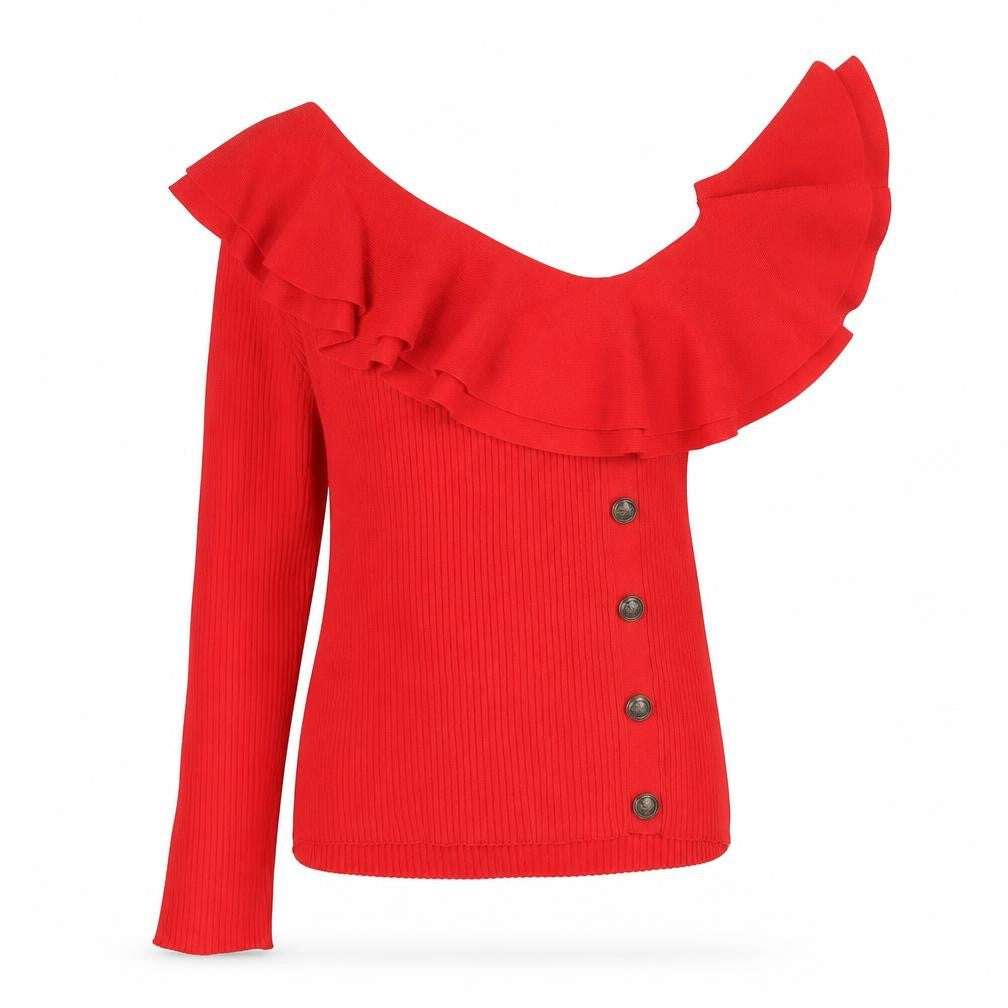 Michelle Keegan Womens Red Scoop Neck  Viscose Pullover Jumper Size 10