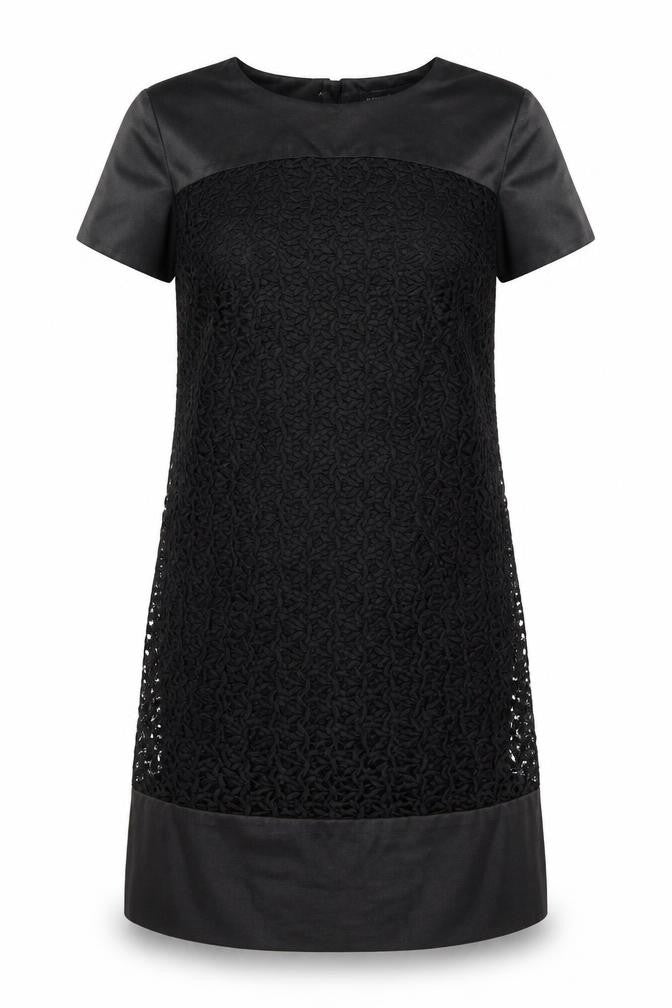 Marks & Spencer Womens Black Floral Polyester A-Line  Size 12  Round Neck Zip