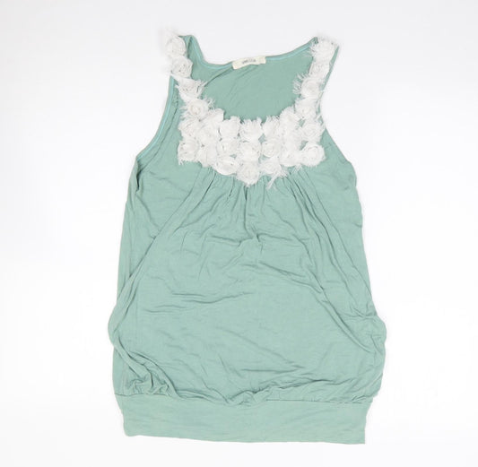 Love Culture Womens Green  Polyester Jersey Tank Size S Round Neck