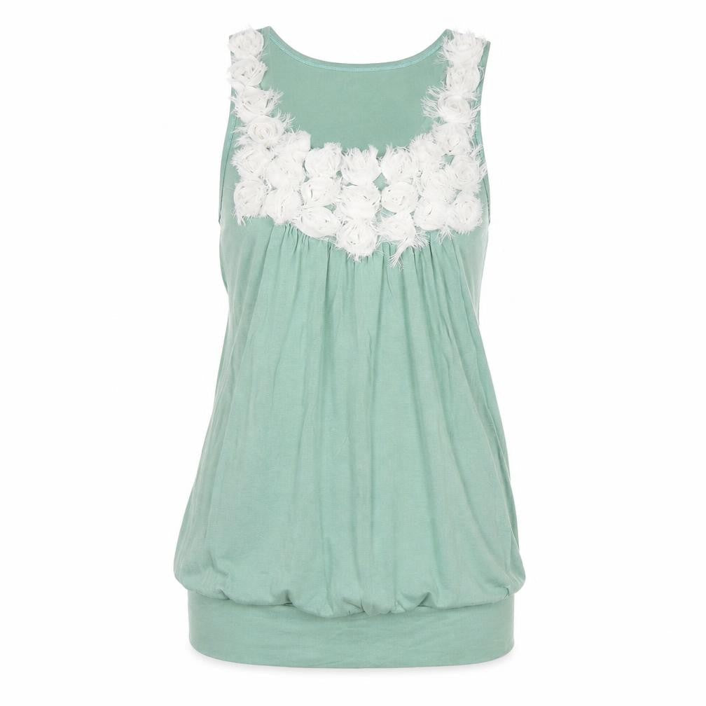 Love Culture Womens Green  Polyester Jersey Tank Size S Round Neck