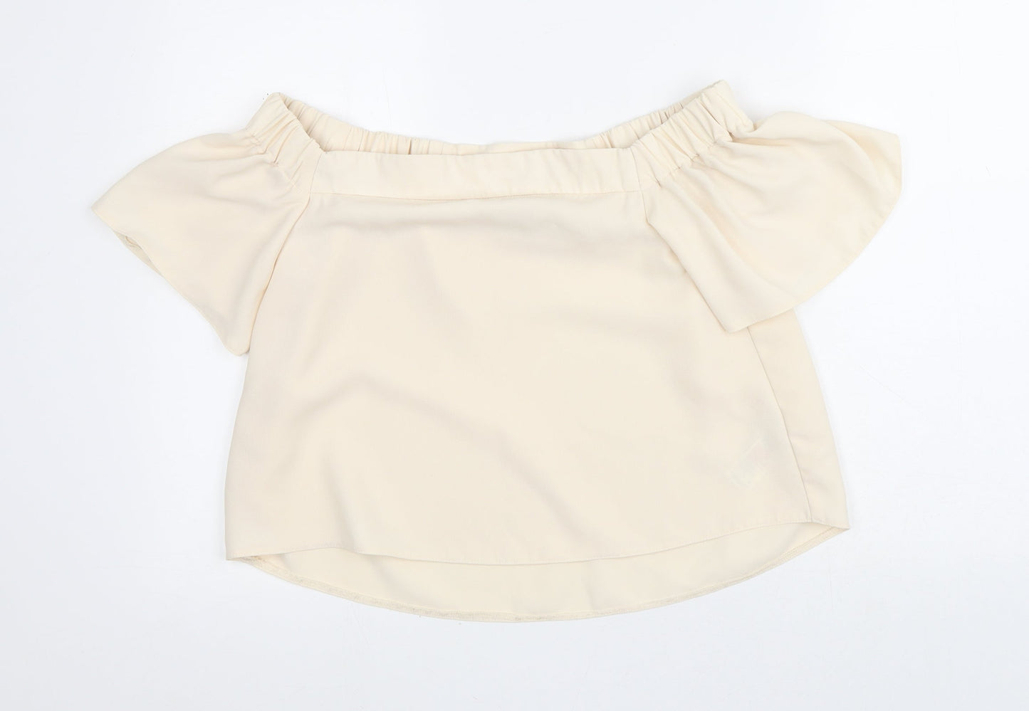 Topshop Womens Beige  Polyester Basic Blouse Size 10 Off the Shoulder