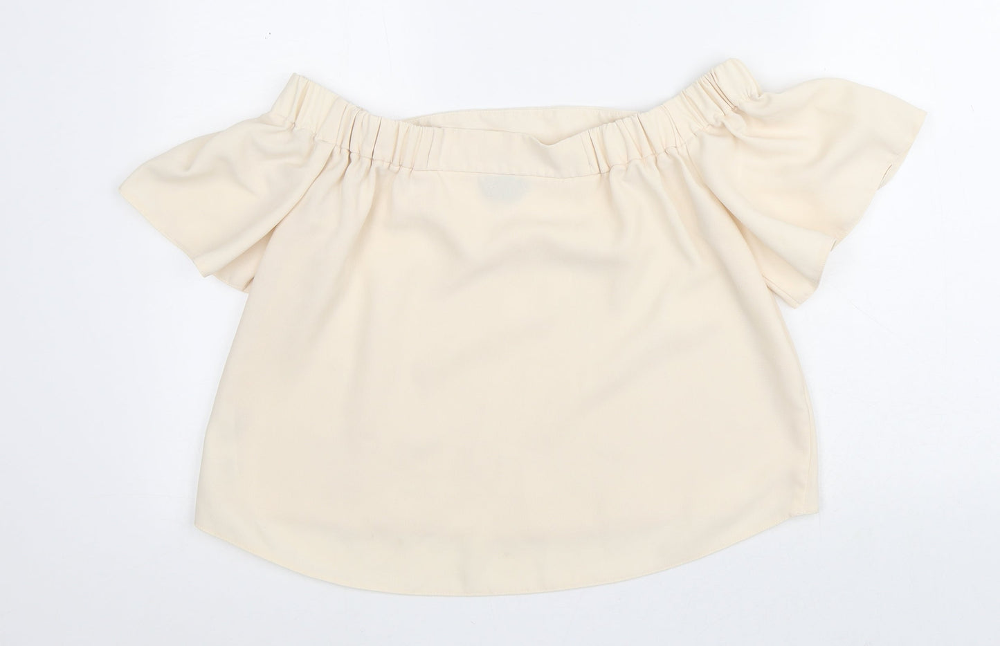 Topshop Womens Beige  Polyester Basic Blouse Size 10 Off the Shoulder