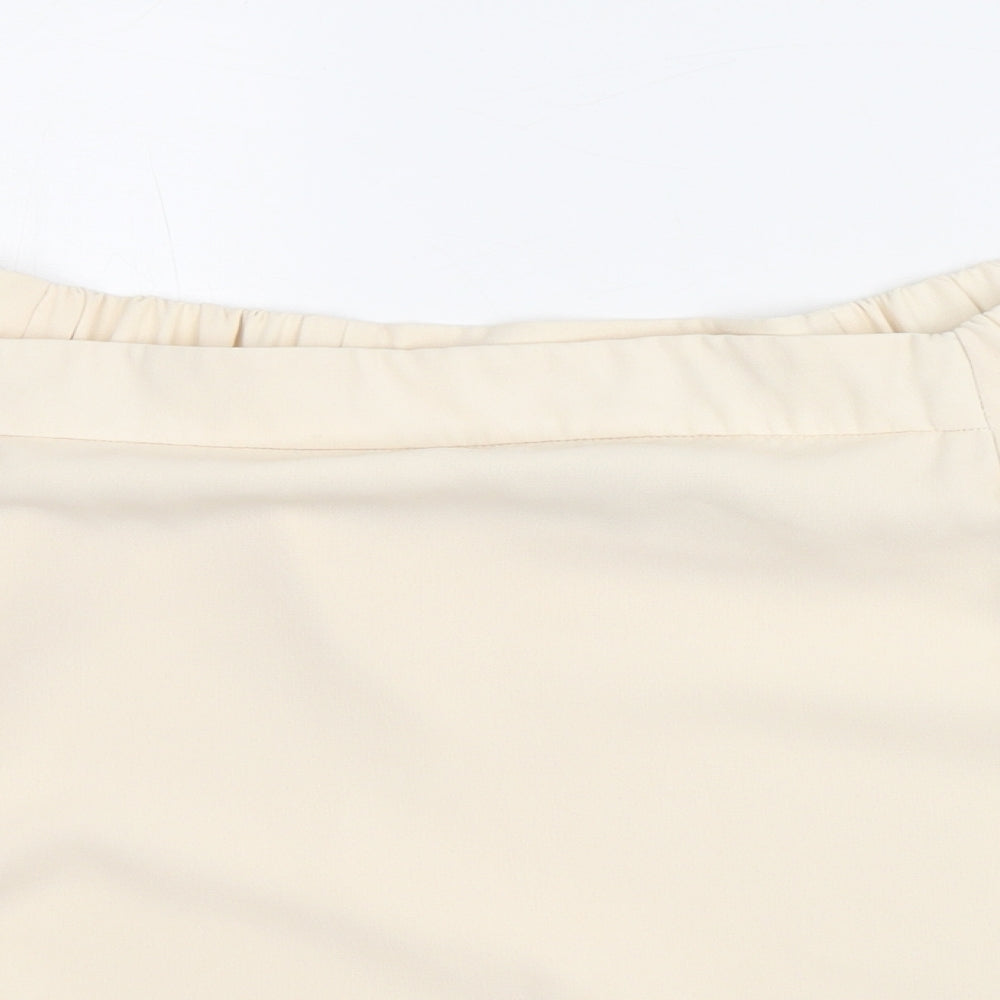 Topshop Womens Beige  Polyester Basic Blouse Size 10 Off the Shoulder