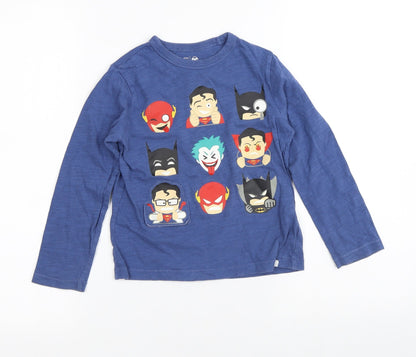 Preloved DC Boys Blue  100% Cotton Basic T-Shirt Size 5 Years Crew Neck  - Justice League - Front