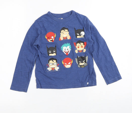 DC Boys Blue  100% Cotton Basic T-Shirt Size 5 Years Crew Neck  - Justice League