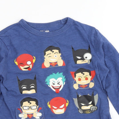 Preloved DC Boys Blue  100% Cotton Basic T-Shirt Size 5 Years Crew Neck  - Justice League - Detail