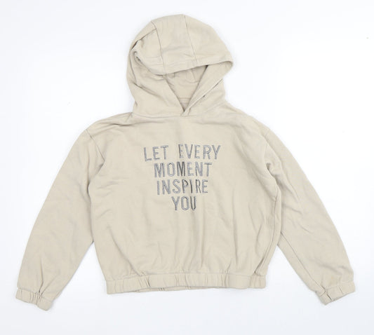 Primark Girls Beige  Cotton Pullover Hoodie Size 10-11 Years   - Inspire