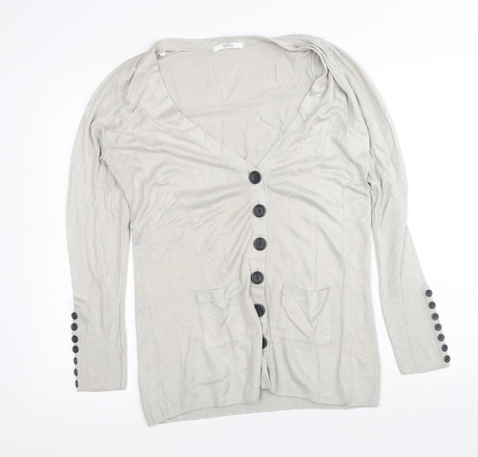 Marks and Spencer Womens Silver V-Neck  Acrylic Cardigan Jumper Size 12