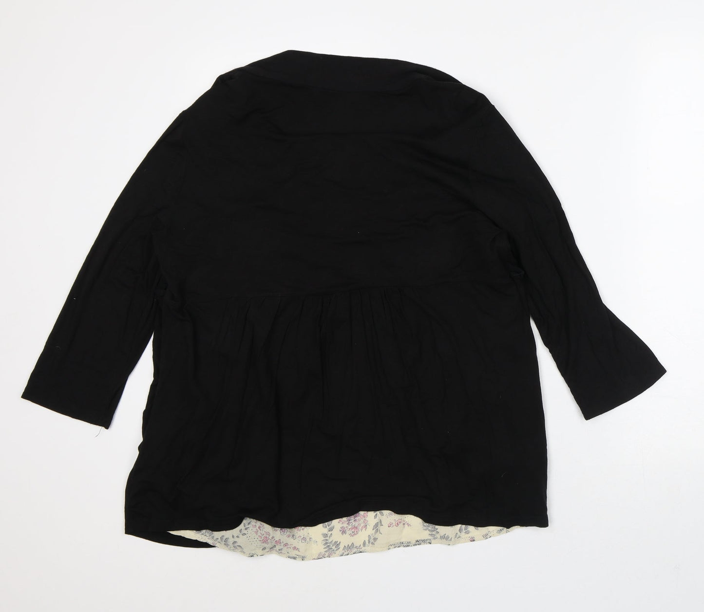 Preworn Womens Black Round Neck Floral Polyester Cardigan Jumper Size M