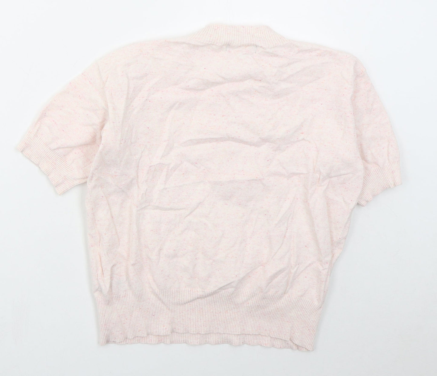 Marks and Spencer Womens Pink Mock Neck  Cotton Pullover Jumper Size S