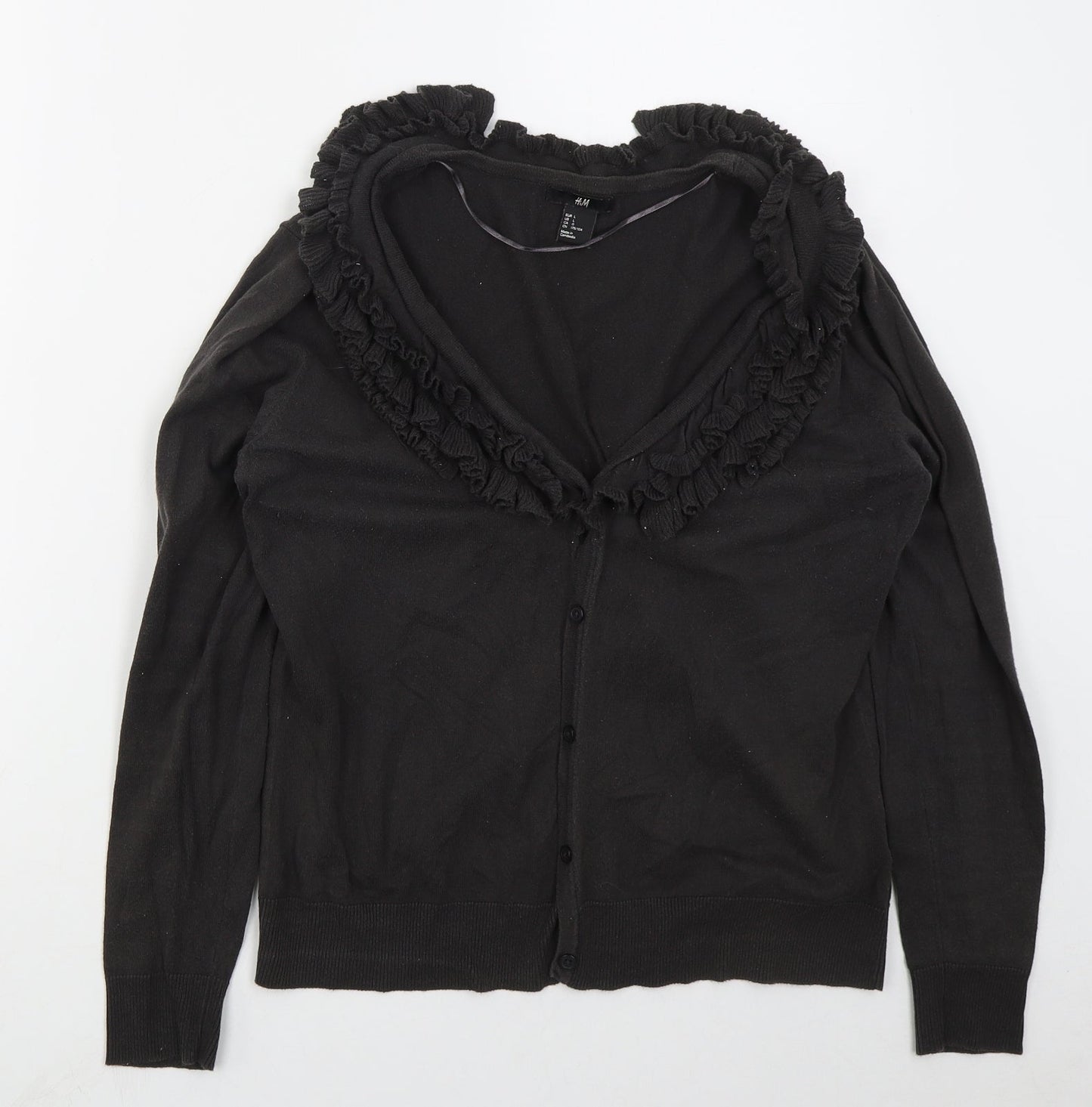 H&M Womens Grey V-Neck  Cotton Cardigan Jumper Size L