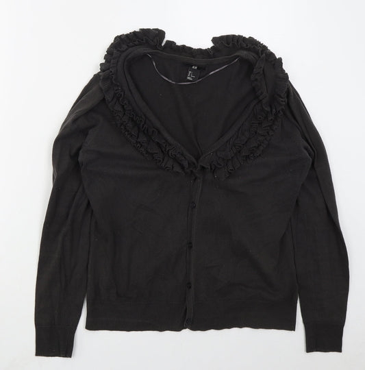 H&M Womens Grey V-Neck  Cotton Cardigan Jumper Size L